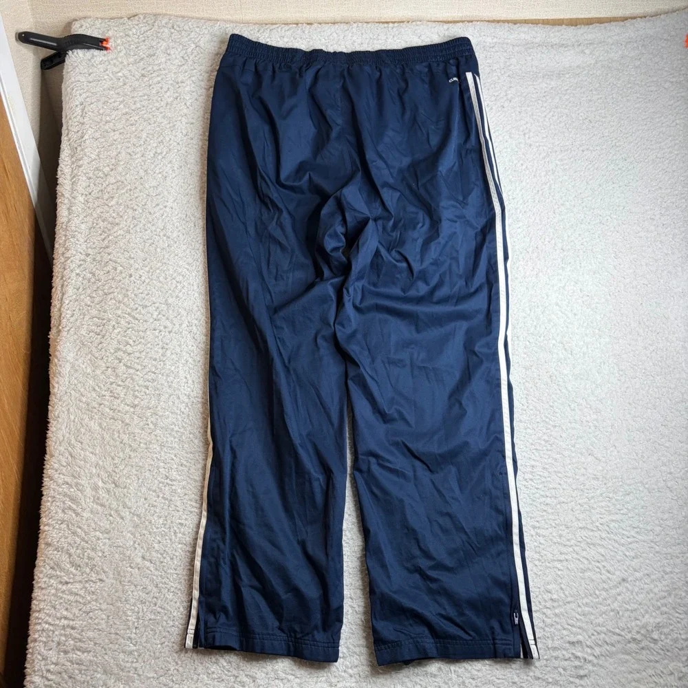 Y2K Adidas Track Pants Mens 2XL Navy Blue White baggy open leg loose